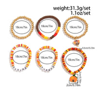 Thumbnail for Thanksgiving Pumpkin Turkey Pendant Letter Polymer Clay Stackable Bracelet Set - ArtGalleryZen