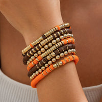 Thumbnail for Thanksgiving Theme Layered Polymer Clay Beaded Stackable Bracelet Set - ArtGalleryZen