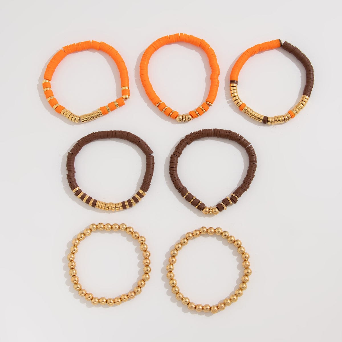 Thanksgiving Theme Layered Polymer Clay Beaded Stackable Bracelet Set - ArtGalleryZen