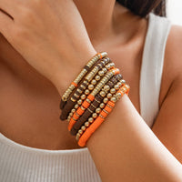 Thumbnail for Thanksgiving Theme Layered Polymer Clay Beaded Stackable Bracelet Set - ArtGalleryZen