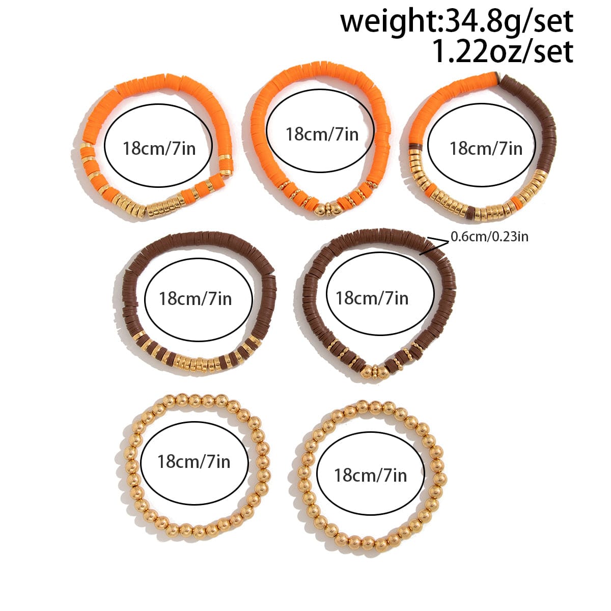 Thanksgiving Theme Layered Polymer Clay Beaded Stackable Bracelet Set - ArtGalleryZen