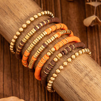 Thumbnail for Thanksgiving Theme Layered Polymer Clay Beaded Stackable Bracelet Set