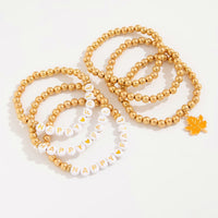 Thumbnail for Thanksgiving Theme Maple Leaf Charm Letter Acrylic Beaded Bracelet Set - ArtGalleryZen