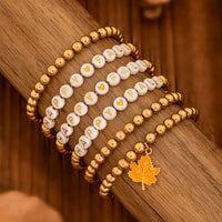 Thumbnail for Thanksgiving Theme Maple Leaf Charm Letter Acrylic Beaded Bracelet Set - ArtGalleryZen