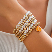 Thumbnail for Thanksgiving Theme Maple Leaf Charm Letter Acrylic Beaded Bracelet Set - ArtGalleryZen