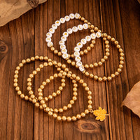 Thumbnail for Thanksgiving Theme Maple Leaf Charm Letter Acrylic Beaded Bracelet Set - ArtGalleryZen