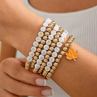 Thumbnail for Thanksgiving Theme Maple Leaf Charm Letter Acrylic Beaded Bracelet Set - ArtGalleryZen