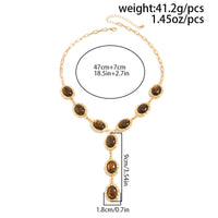 Thumbnail for Tiger's Eye Oval Disk Y Necklace Vintage Gold Gemstone - ArtGalleryZen - ArtGalleryZen