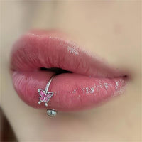 Thumbnail for Titanium Steel Colorful Enamel Butterfly Piercing Lip Ring - ArtGalleryZen
