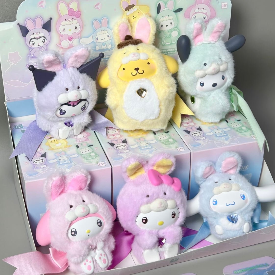 TOPTOY Sanrio Diamond Bunny Baby Series Plush Keychain Doll Blind Box - ArtGalleryZen