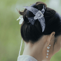 Thumbnail for Transparent Lovebird Magpie Pearl Long Chain Tassel Hair Fork Hair Clip Set