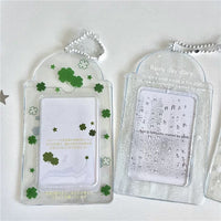 Thumbnail for Transparent Lucky Clover Winter Snow Kpop Keychain Photocard Holder - ArtGalleryZen