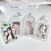 Thumbnail for Transparent Lucky Clover Winter Snow Kpop Keychain Photocard Holder - ArtGalleryZen
