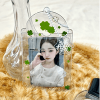 Thumbnail for Transparent Lucky Clover Winter Snow Kpop Keychain Photocard Holder - ArtGalleryZen