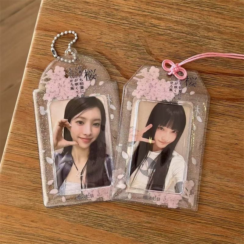 Transparent Sakura Cherry Blossom Photocard Holder Keychain Kpop - ArtGalleryZen