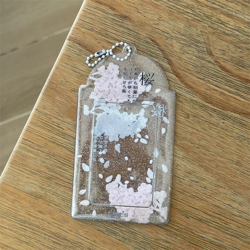 Transparent Sakura Cherry Blossom Photocard Holder Keychain Kpop - ArtGalleryZen