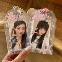 Thumbnail for Transparent Sakura Cherry Blossom Photocard Holder Keychain Kpop - ArtGalleryZen