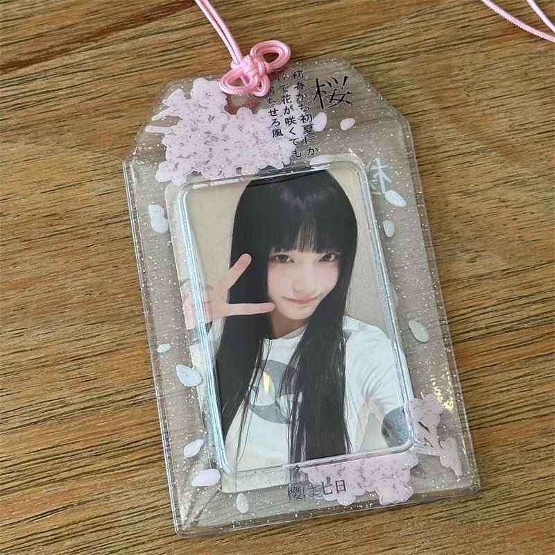 Transparent Sakura Cherry Blossom Photocard Holder Keychain Kpop - ArtGalleryZen