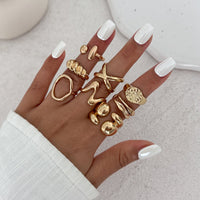 Thumbnail for Trendy 11pcs Gold Silver Tone Hollow Waterdrop Twisted Ring Set - ArtGalleryZen