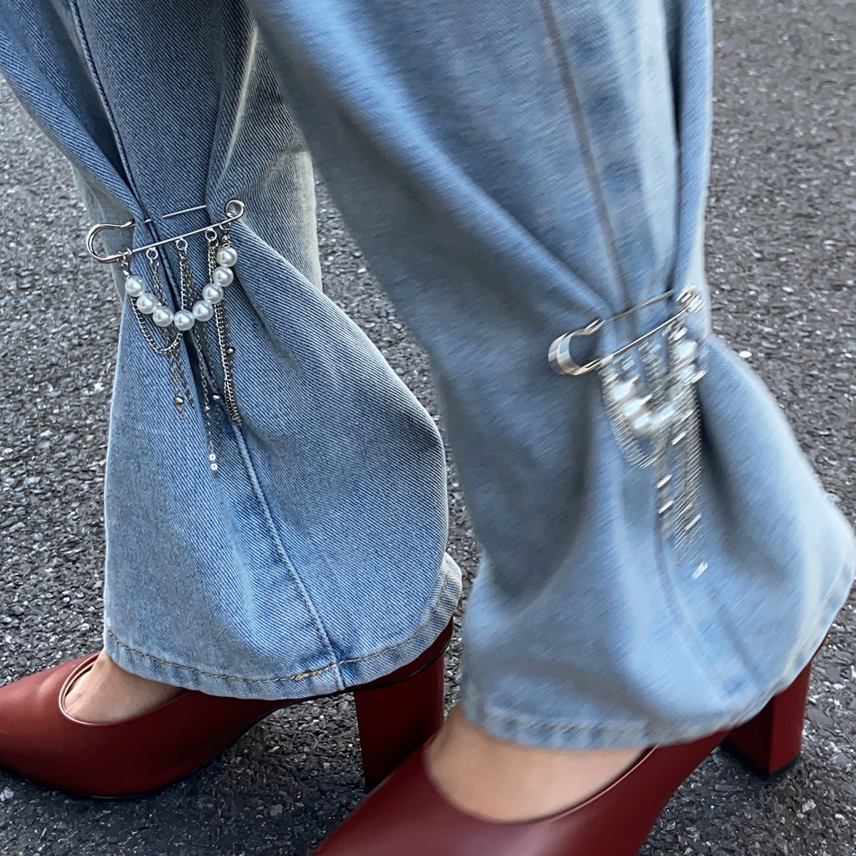 Trendy 2pcs Pearl Tassel Trouser Pin Set - ArtGalleryZen