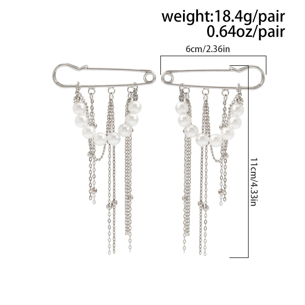 Trendy 2pcs Pearl Tassel Trouser Pin Set - ArtGalleryZen