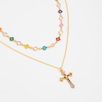 Thumbnail for Trendy 2pcs Rhinestone Inlaid Cross Pendant Crystal Chain Necklace Set - ArtGalleryZen
