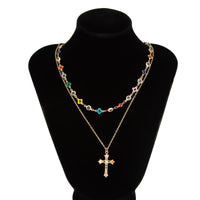 Thumbnail for Trendy 2pcs Rhinestone Inlaid Cross Pendant Crystal Chain Necklace Set - ArtGalleryZen