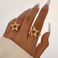 Thumbnail for Trendy 2Pcs Star Hollow Heart Open Ring Set - ArtGalleryZen
