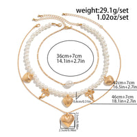 Thumbnail for Trendy 3pcs Bowknot Heart Pendant Pearl Chain Necklace Set - ArtGalleryZen