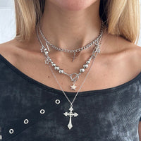 Thumbnail for Trendy 3pcs Toggle Clasp Cross Star Pendant Necklace Set - ArtGalleryZen