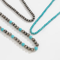 Thumbnail for Trendy 3pcs Turquoise Beaded Chain Necklace Set - ArtGalleryZen