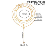 Thumbnail for Trendy 4pc Rhinestone Inlaid Cross Round Disk Pendant Ball Chain Y Necklace Set - ArtGalleryZen