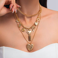 Thumbnail for Trendy 4pcs Bowknot Heart Rose Pendant Curb Chain Necklace Set - ArtGalleryZen