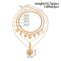 Thumbnail for Trendy 4pcs Bowknot Heart Rose Pendant Curb Chain Necklace Set - ArtGalleryZen