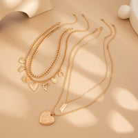 Thumbnail for Trendy 4pcs Bowknot Heart Rose Pendant Curb Chain Necklace Set - ArtGalleryZen