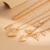 Thumbnail for Trendy 4pcs Bowknot Heart Rose Pendant Curb Chain Necklace Set - ArtGalleryZen