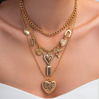 Thumbnail for Trendy 4pcs Bowknot Heart Rose Pendant Curb Chain Necklace Set - ArtGalleryZen