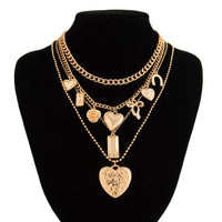 Thumbnail for Trendy 4pcs Bowknot Heart Rose Pendant Curb Chain Necklace Set - ArtGalleryZen