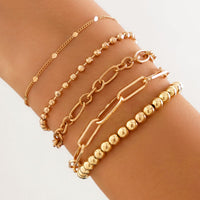 Thumbnail for Trendy 5pcs Gold Plated Ball Chain Bracelet Set - ArtGalleryZen