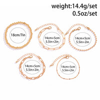 Thumbnail for Trendy 5pcs Gold Plated Ball Chain Bracelet Set - ArtGalleryZen