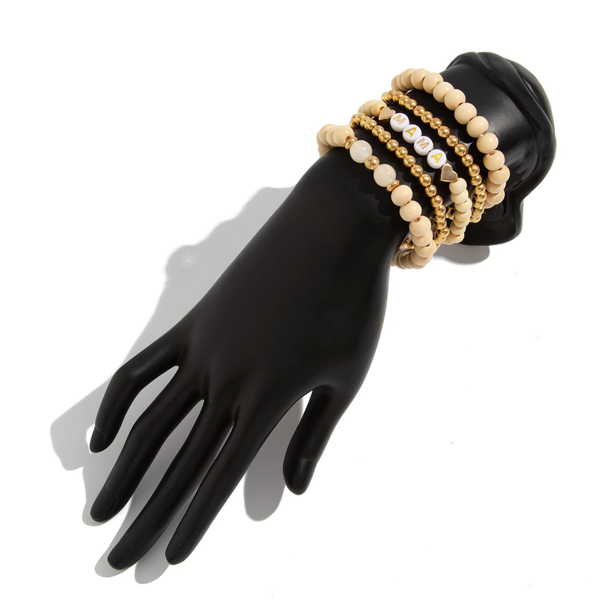 Trendy 5pcs Letter Wood Beaded Mother's Day Bracelet Set - ArtGalleryZen