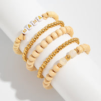 Thumbnail for Trendy 5pcs Letter Wood Beaded Mother's Day Bracelet Set - ArtGalleryZen