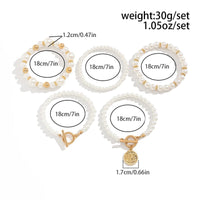 Thumbnail for Trendy 5pcs Toggle Clasp Love Round Disk Charm Pearl Chain Bracelet Set