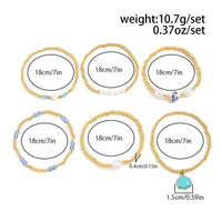 Thumbnail for Trendy 6pcs Enamel Shell Charm Pearl Crystal Ceramic Beaded Bracelet Set - ArtGalleryZen