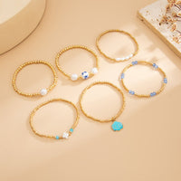Thumbnail for Trendy 6pcs Enamel Shell Charm Pearl Crystal Ceramic Beaded Bracelet Set - ArtGalleryZen