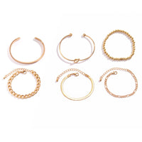 Thumbnail for Trendy 6pcs Gold Plated Knotted Cable Chain Bangle Bracelet Set - ArtGalleryZen