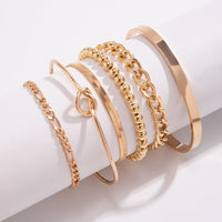 Thumbnail for Trendy 6pcs Gold Plated Knotted Cable Chain Bangle Bracelet Set - ArtGalleryZen