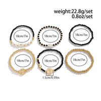 Thumbnail for Trendy 6pcs Pattern Round Disk Charm Crystal Pearl Chain Bracelet Set - ArtGalleryZen