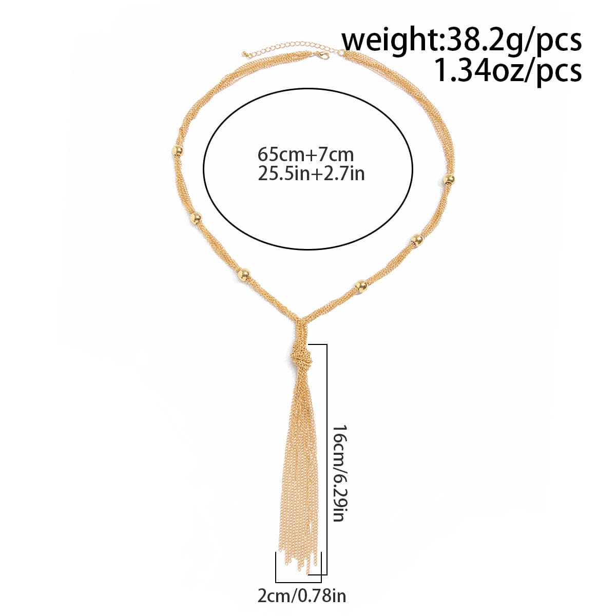 Trendy Ball Charm Long Tassel Chain Y Necklace