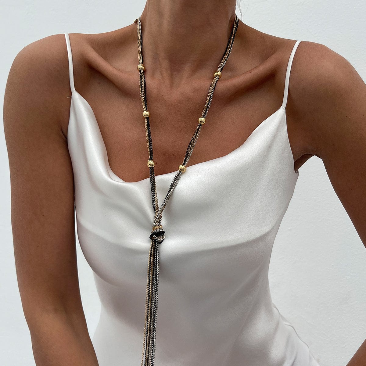Trendy Ball Charm Long Tassel Chain Y Necklace